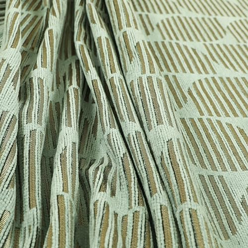 Redbrick Mill Fabrics Flammhemmender Designer-Möbelstoff aus Chenille mit geometrischem Labyrinth-Würfelmuster, einfarbig, Meterware, Blattsilber (pro Meter)
