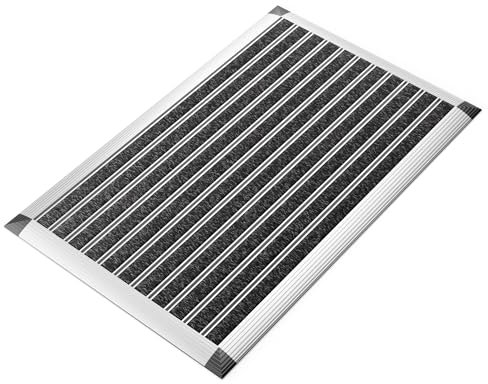 Fußmatte außen, Aluminiumrahmen Silber, 50x80 cm, Fußmatte Außenbereich, Aluminium Türmatte außen, Fußabtreter außen, Schuhabstreifer mit Polypropylen-Fasern, Fußmatte Outdoor wetterfest
