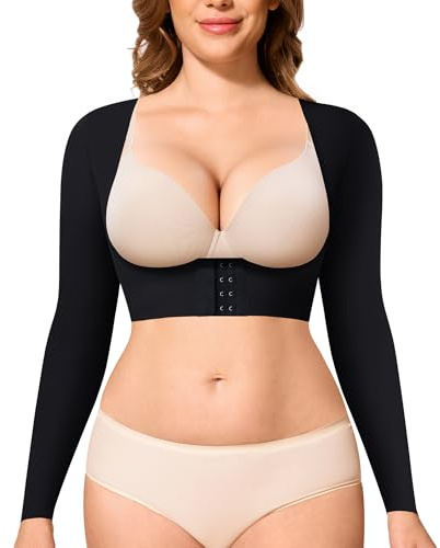 YERKOAD Moldeadores de brazos para mujer, mangas de compresión posoperatorias, faja con cierre frontal