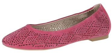 CAPRICE Women Ballet Flats Leather with Perforated Pattern, Pink (Pink Suede), 4 UK