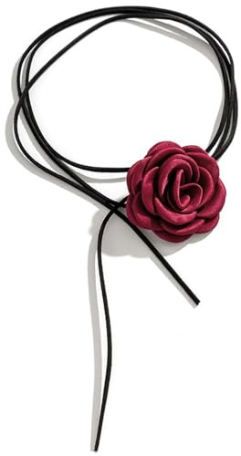 AORHOFJ Vintage Choker Halsband Blumen, Boho Blumen Halskette Verstellbare Stoff Rosen Halskette für Frauen Mädchen Braut Hochzeit Party Geburtstag,halskette blumenkette