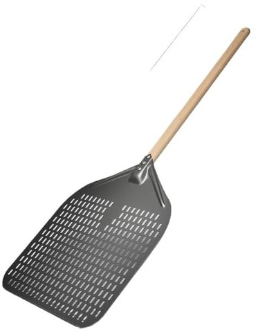 WANGSHAOWEI Pelle Pizza Pelle à Pizza perforée anodisée Dure de 12/13/14 Pouces, Pelle à Pizza rectangulaire avec Manche en Bois Pelle A Pizza(14inch 93cm)