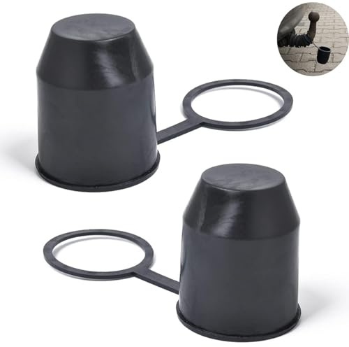 Norhogo 2er Set Anhängerkupplung Abdeckkappe, anhängerkupplung Abdeckung, schutzkappe anhängerkupplung, Universal Kugelabdeckung für Auto, Wohnmobil, Anhänger Kugelkopfschutz, Schwarz