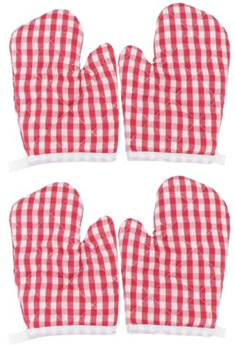 SHOWERORO 4pcs Pack Boys and Girls Oven Mitts Heat Resistant Kitchen Mittens for Toddlers Liner Satin Trim Play Kitchen Accessories