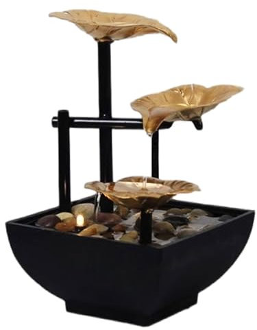Fontana Decorativa da Interni e Esterne Fontana Da Tavolo, Fontana Rilassante A 3 Livelli Con Cascata A Forma Di Foglia Di Loto E Flusso D'acqua Circolare, Cascata Da Interni For Ufficio, Soggiorno O