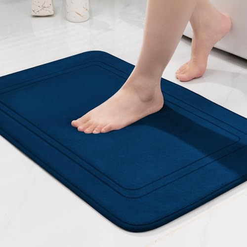 chakme Badematte rutschfest,Badezimmerteppich Weich Badteppich Saugfähige Badvorleger Duschvorleger Fussmatte für Badezimmer Blau 43x61cm