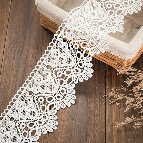 WANYI 2 Yards 12CM Spitzenband Zierband Elegant Breite Borte Bänder zum Basteln Geschenkband Spitze Spitzenborte Schleifenband für Vorhang Tischtuch Nähen Handwerk(Weiß)
