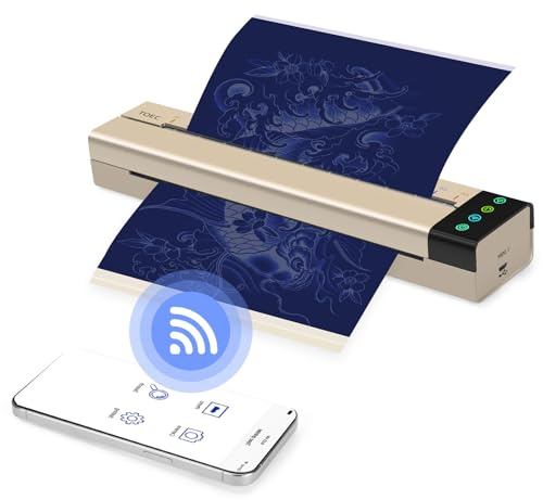 ATOMUS Tattoo Transfer Schablone Maschine Mini thermischer Kopierer Drucker mit 5pcs Tattoo Transfer Papier angeschlossener Telefon Computer Portable USB WiFi Tattoo Drucker