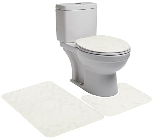 BESCH Alfombrillas de Baño Rectángulo 50x80cm Extra Suave Antideslizante Lavable, Set de 3 Piezas para Baño, Alfombra + Tapa para Inodoro + Alfombra para Inodoro