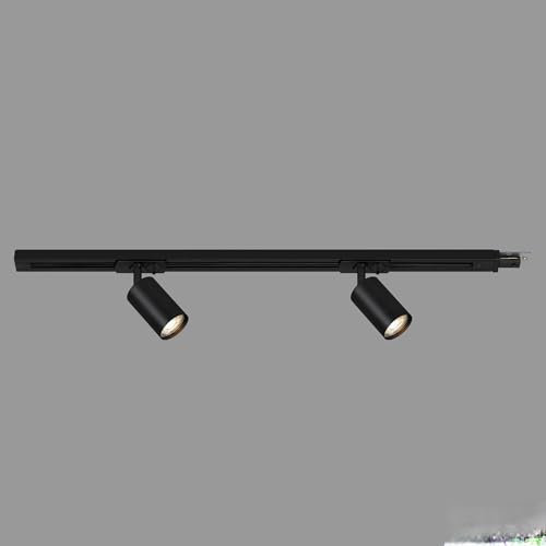Briloner - Track Light, Rail Lighting Extension Kit, Dimmable 2X Adjustable GU10 Spotlights, Extendable, Ceiling Light Rail System, Spotlights, 0.75 m, Black