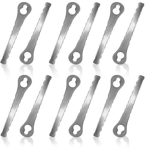 Cuchillas Cortador de Césped, dellyy 12pcs Cuchilla para Desbrozadora Metalicas, Cuchillas de Repuesto para Cortacésped, Cuchilla Cortacesped Metálicas, Cuchillas Cortabordes