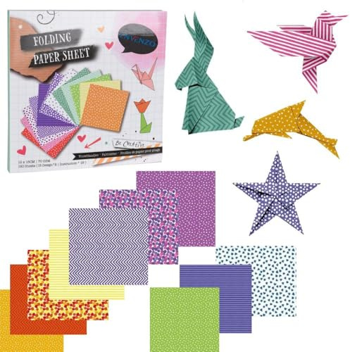 Envenzo Lot de 180 feuilles de livre origami et design coloré pour loisirs créatifs