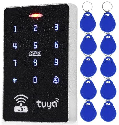 iQuickey 125KHz 13.56MHz WiFi Smart Access Controller, IP68 Waterproof RFID Keypad, Tuya APP Remote Control, Wiegand 26/34, Unlocking Records Tracking, for Home Security System