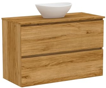 Baikal Mueble de Baño Klay. Mueble MONTADO. 2 Cajones Suspendido con Lavabo sobre Encimera. Armario de Baño. Lavabo Ceramico. 100cm Teka.