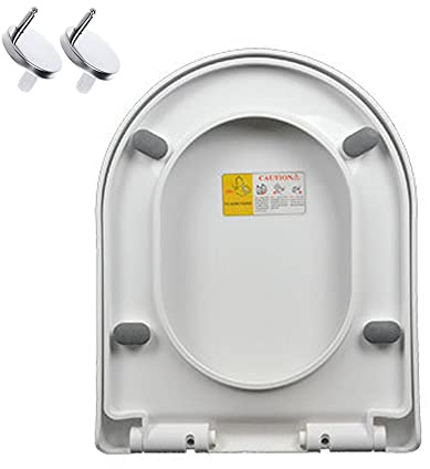 D-Shape Soft Close Toilet Seat - White Plastic Lid with Quick Release & Adjustable Hinges Easy Clean Loo Seat for Bathrooms - & Comfortable Design