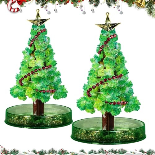 2 unidades de mini árbol de Navidad, árbol de Navidad mágico, juego de crianza de cristal, relleno de calendario de Adviento, regalo de Navidad para niños