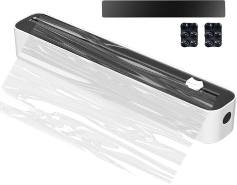 Derouleur Film Alimentaire Magnétique, Distributeur Papier Aluminium avec Coupeur De Films, Distributeur De Bouclage Rechargeable, 2 en 1 Magnetic Clingfilm avec Film Cling, Rangement Pratique