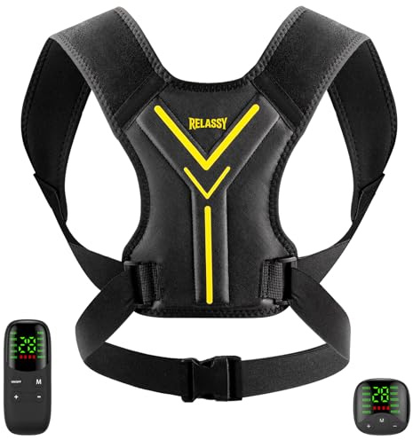 Électrostimulateur Musculaire pour Cou et Dos, EMS Masseur Dos et Cervicales avec Télécommande, Stimulateur Musculaire 30 Niveaux & 10 Modes, Sangle Electrostimulation pour Cou Dos, Entraîneur Cou EMS