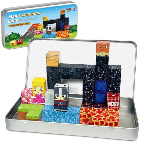BLOQUES MAGNETICOS Construccion NIÑOS 3+ AÑOS Set Viaje 45 PIEZAS Magneticas Niños MAGNETICS Bloques Magneticos Magnetic Tiles JUEGO IMANES Magnet Juguetes Sensoriales MAGNETIC BLOCKS MONTESSORI