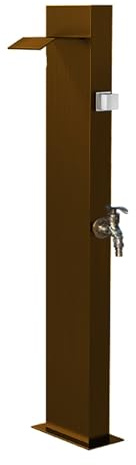 Generico Colonna d'Acqua da Giardino in Acciaio Inossidabile con Rubinetto in Rame, Design antigelo, Doppio Ingresso e Uscita a Cascata, Fontana d'Acqua Marrone Resistente per patii e Giardini