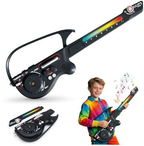 CL FUN Kids Electric Stringless Guitar, Multi-Functional Guitars with DJ Turntable and Lights, Music Toys for Kids Ages 3 4 5 6 7 8 9 10 11 12