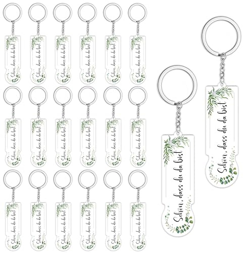 Dercylele 20 Stück Acryl Einkaufswagenchip Schlüsselanhänge Schön dass du da bis-Gastgeschenke Hochzeit, Geburtstage, Abschluss ﻿ (20 schön das du da bist-B)