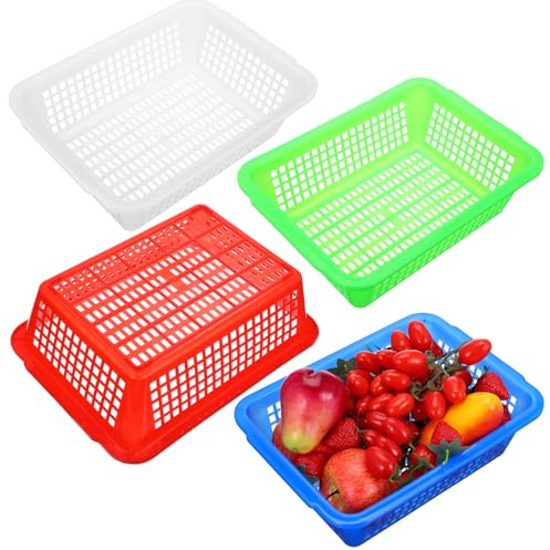 SUPVOX 4 Cestas de Drenaje Rectangulares de Abs para Almacenaje en Cocina Gran Capacidad y Diseño Multifuncional para Oficina y Otras Ocasiones