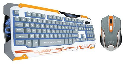 Dragonwar Sencaic Combo LED Gaming Mouse 3200 DPI / 6 tasti + retroilluminazione Semi Meccanica Tastiera da gioco bianca Qwerty con 8 tasti programmabili e numpad