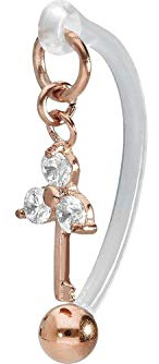PIERCINGLINE PMFK Bananabell + Chirurgenstahl Design | SCHLÜSSEL + 3 KRISTALLE | Piercing Intimbereich Bauch | Farbauswahl
