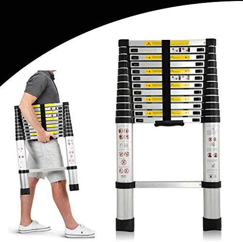 Multi-Purpose Ladder Aluminium Telescopic Ladder Extension Extend - Portable Foldable Ladder for Home Office Loft Use, 3.8m/12.5FT, EN131, Max Capacity 330 pound/150 kg