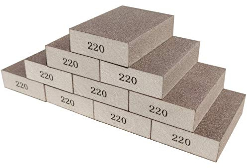 Sackorange 10 Pack 220 Grit Sanding Sponge - Washable and Reusable Blocks for Wood, Metal, Pots, Pans, Glasses - Great for Sanding and Brushing