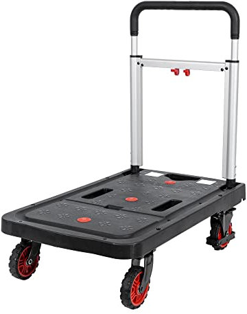 STIER Plattformwagen, Rollwagen, vollständig klappbar, Tragkraft 137 kg, 680 x 410 x 920/80 mm, 2 Lenk- & 2 Bockrollen