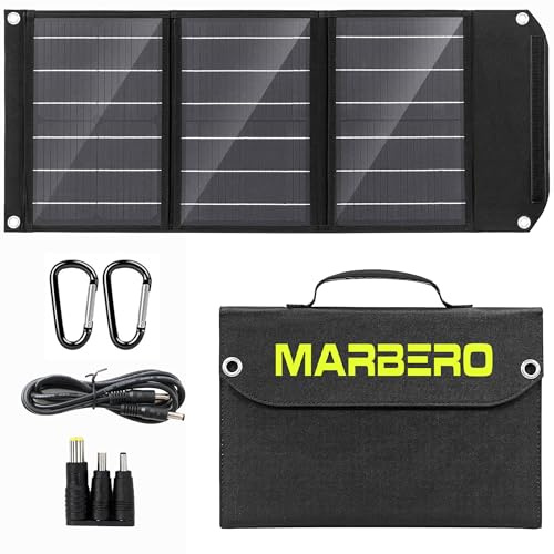 MARBERO Pannello Solare Portatile 30W Caricabatterie Solare Pieghevole con Efficienza del 23% Porte QC3.0 USB e DC Compatibile con Cellulari iPad Laptop Impermeabile IP65 Ideale per Campeggio