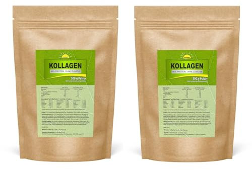 Kollagen (90% Eiweiß, 18 Aminosäuren, Premiumqualität vom Rind), 1 kg (2 Beutel à 500 g Pulver), ohne Zusatzstoffe, Bonemis®