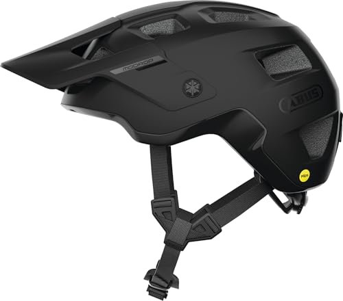 ABUS MTB-Helm MoDrop MIPS - robuster Fahrradhelm mit Aufprallschutz für Mountainbiker - individuelle Passform - Unisex - Schwarz Matt, S
