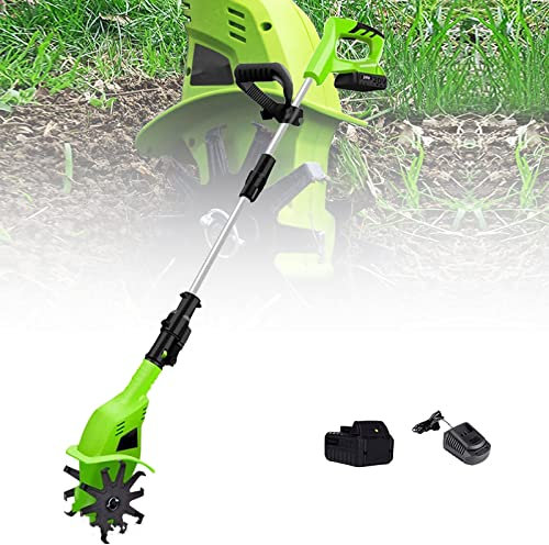 ZYLEDW Motobineuse Électrique, Motoculteur de Jardin Électrique sans Fil, Rotavator sans Fil Léger 20 V, Profondeur de Travail 25 cm, Cultivateur de Motoculteur (avec Batterie 4,0 Ah et Chargeur)