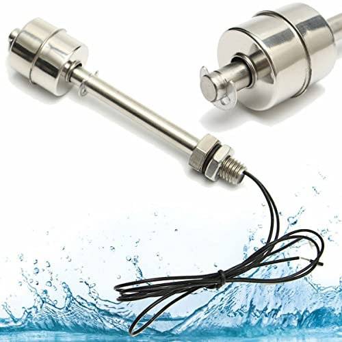 TopHomer Interrupteur Flottant L200 mm, Capteur de Niveau d'eau Liquide Vertical en Acier Inoxydable, Interrupteur à Flotteur Utilisé en électricité, Drainage, Contrôle du Niveau et Alarme