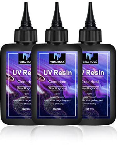 UV Resin 300g- VIDA ROSA Harz Kristallklares hartes ultraviolettes härtendes Epoxidharz für Schmuck machen Kunst Anhänger, Ohrringe, Halsketten, Armbänder, Nail Art Zubehör