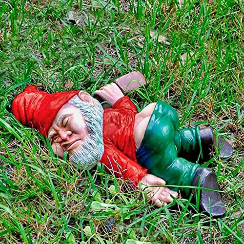 nezababycos Nain de jardin drunk ivre - Décorations d'extérieur - Statues de nains méchants inappropriées pour intérieur et extérieur, terrasse, pelouse, porche, paysage - Cadeau - Nain ivre - Rouge