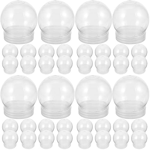 YARNOW 40 Pcs DIY Snow Globe 7 cm Height Plastic Water Globe with Screw Off Cap Empty Snow Globes for Christmas Crafts Decor