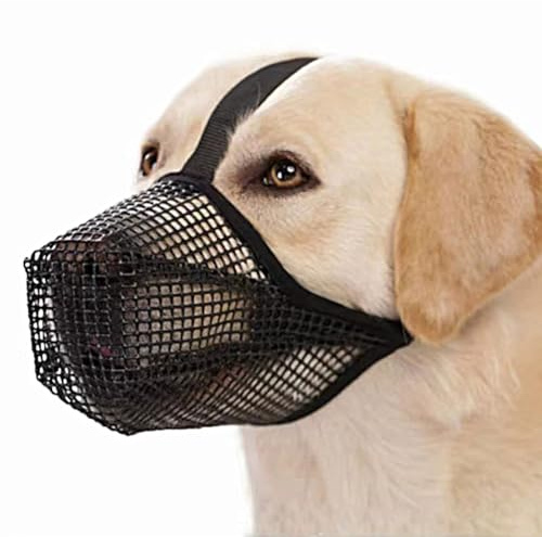Bozal para perro, 1 bozal de malla ajustable suave para perro, máscara transpirable para evitar comer, morder, ladrar, cubierta bucal para perros pequeños, medianos y grandes (negro XL)
