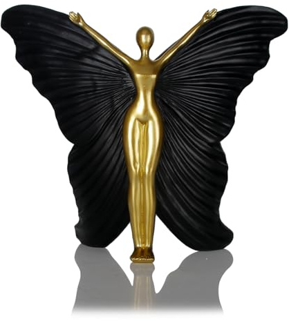 Wisifayardin Black Fairy Statues and Figurines Indoor Table Decor - Abstract Modern Home Sculpture - Resin Fairyland Fairy Statue for Home Office and Bedroom Dresser Decor
