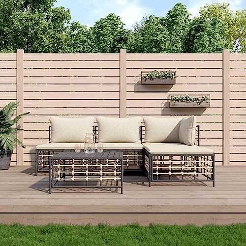 NITCA 5-TLG-5 Garten-Lounge-Set Alu Outdoor Gartenmöbel Loungemöbel mit Kissen Große Garten Sitzgruppe Lounge Aluminium Lounge Gartenmöbel Set Balkonset Beige