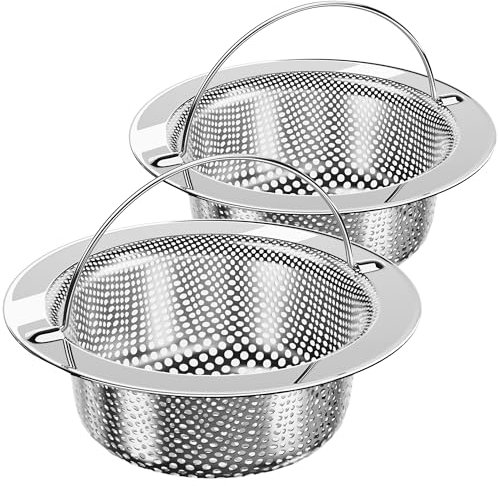 MR.SIGA Kitchen Sink Strainer, Stainless Steel Food Catcher Drain Protector Basket Filter Dishwasher Safe, 11 Centimetres Outside Diameter, 8.2 Centimetres Inside diameter, 3 Centimetres Depth, 2 Pack