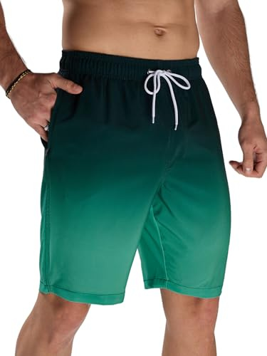 Arcweg Badehose Herren Badeshorts Schnelltrocknende Badeshorts Männer Jungen Schwimmhose Boardshorts für Männer mit Verstellbarem Tunnelzug Schwarz-Grün XL(EU)