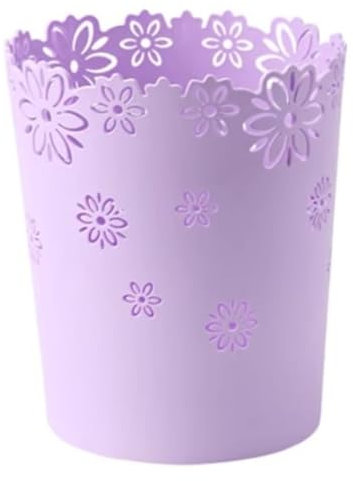 BEAHING Cestino della spazzatura in plastica, bidone della spazzatura a fiore vuoto bidone della carta fiore contenitore immondizia per l'ufficio di casa m viola, 22.5x19x15,5 cm