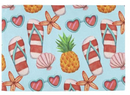 Tovagliette blu estive al mare per feste per tavolo da pranzo rotondo reversibile trapuntato tovagliette lavabili in tessuto sottopiatti tovagliette pasquali set di 6 12 x 18