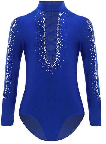 Manyakai Turnanzug Kinder Jungen Gymnastikanzug Glänzend Turntrikot Ballett Latein Tanz Body Gymnastik Dancewear Blau 110-116