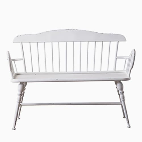 QSNYJPL Ganz aus Eisen Gefertigte Gartenbank, Stark Belastbare Parkbank für den Außenbereich, Wetterfeste Gartenbänke mit Armlehnen und Rückenlehne für Rasen, Deck, Veranda(White)