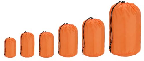PATIKIL Saker säck 3 x 5/3 x 7/4 x 7/5 x 10/7 x 13/9 x 16, 6 st vattentät utomhusförvaringsväska bärbar dragsko dammklaffväska sovsäck för camping vandring backpacking, orange
